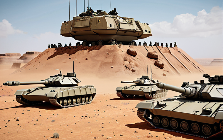 **

*   **Prompt:** A high-ground view of a Terran tank line in "Siege Mode," overlooking a choke point. Science Vessels provide support, while Marines and Medics are positioned in front. Turrets are visible in the background, defending against air units.

**
